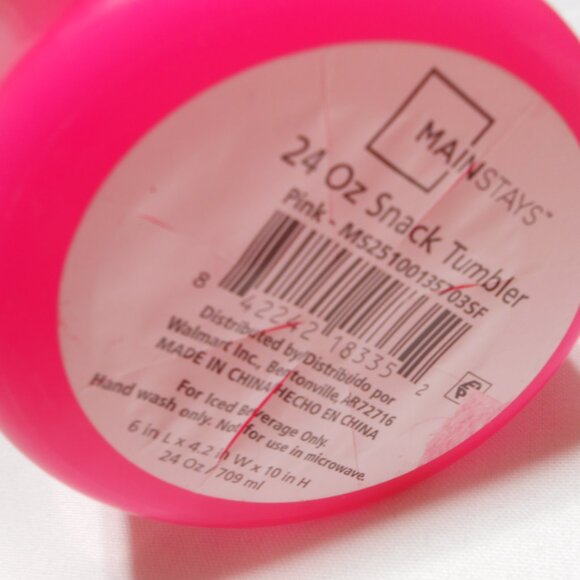 NEW Color Changing 24oz. drink Tumbler that also holds your snacks PINK handle - Picture 5 of 9